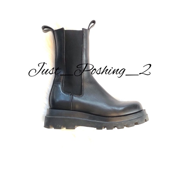 Steve Madden Explorer Chelsea black Boots 7.5 stretch platform chunky leather - Picture 2 of 11